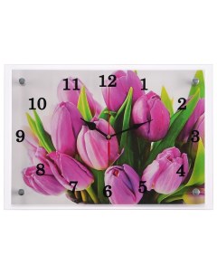 Часы=картина настенные, интерьерные «Тюльпаны», бесшумные, 25×35 см Сюжет