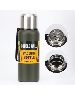 Термос «Путешествие», 600 мл, с кружкой, с ситом, сохраняет тепло 24 ч, нержавеющая сталь, зелёный Мастер к