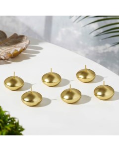 Набор свечей "Овал", 6 штук, золотистая, 4×2см Дарим красиво