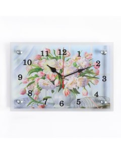 Часы-картина настенные, интерьерные «Цветы в вазе», бесшумные, 30×20 см Сюжет