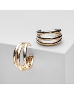 Серьги кольца тройные «Тринити», d=2 см, цвет золото Qf