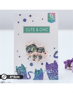 Брошь «Галиотис» кошечки, в розовом золоте Qf