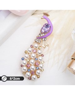 Брошь «Павлин» с жемчужным хвостом, цветная в золоте Qf