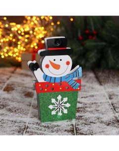 Ёлочная игрушка «Снеговик-подарок» 9.5×17 см Зимнее волшебство