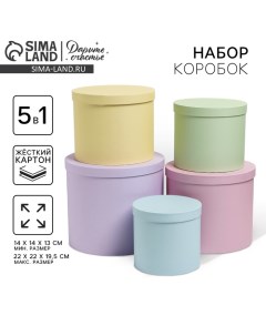 Набор коробок 5 в 1, упаковка подарочная, «Пастельный», 13 х 13.5‒19.5 х 23 см Дарите счастье