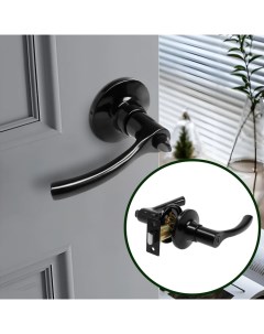 Защелка (мод.3186), межкомнатная, фиксатор, глянцевая, чёрная Tundra