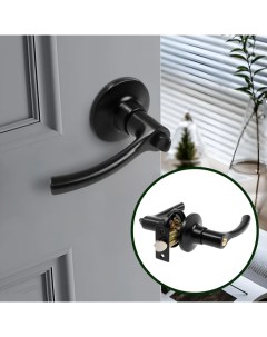 Защелка (мод.3186), межкомнатная, фиксатор, 3 ключа, матовая, чёрная Tundra