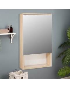 Зеркало - шкаф для ванной комнаты «. Вена 40», 400×700×136 мм, цвет белый/сонома Клик мебель