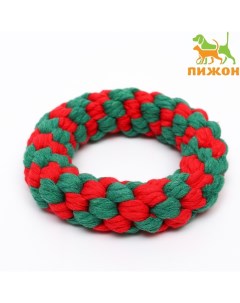 Игрушка канатная «Новогоднее кольцо», до 12 см, до 85 г, зелёная/красная Пижон
