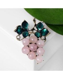 Брошь «Виноград» лоза кварца, цвет розово-зелёный в чернёном золоте Qf