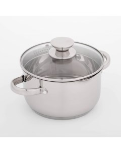 Кастрюля Klimena, 2,5 л, нержавеющая сталь, AISI - 201, крышка-дуршлаг, носик для слива, капсульное дно, индукция Magistro