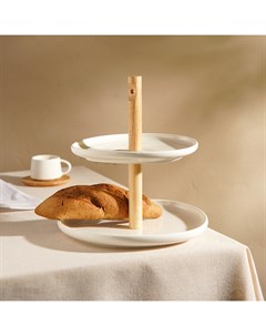 Этажерка - фруктовница круглая SL Home «Тренто», 2 яруса, фарфор, белая Sima-land home