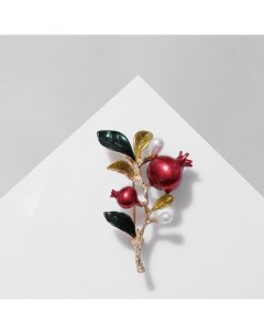 Брошь «Ветвь гранатовая», цвет красно-зелёный в золоте Qf