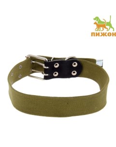 Ошейник брезентовый однослойный, 84×4.5 см, ОШ 50-70 см, хаки Пижон