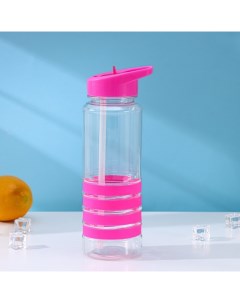 Бутылка для воды «Спорт», с трубочкой, 700 мл, 23.5×7.5×8.5 см, пластик, МИКС Доляна
