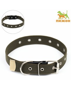 Ошейник брезентовый безразмерный однослойный, 72×3.5 см, ОШ 45-60 см, хаки Пижон