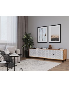 Тумба для ТВ HYGGE Зигзаг 1844х451х530, цвет дуб / белый Клик мебель