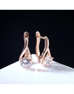 Серьги со стразами «Магия» бусинка в капле, белые в розовом золоте Qf