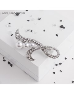Брошь «Жемчужная лилия», цвет белый в серебре Qf