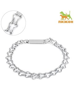 Ошейник - удавка с табличкой под гравировку, плетёный, 60 см, толщина проволоки 3 мм Пижон