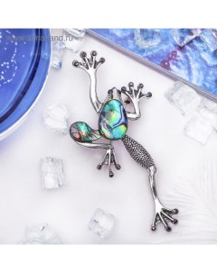 Брошь «Галиотис» лягушка нототрема, цвет зелёный в чернёном серебре Qf