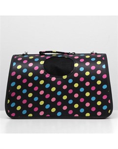 Сумка - переноска для животных "Горошек", чёрная, размер М, 40 х 21 х 27 см Пижон