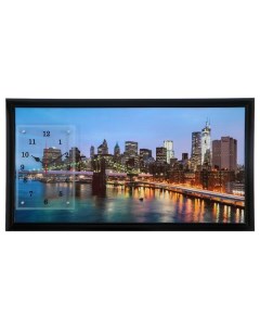 Часы-картина настенные, интерьерные «Рассвет в Нью=Йорке», 50×100 см, на холсте, бесшумные Сюжет