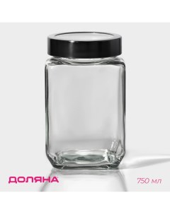 Банка для сыпучих «Призма», 750 мл, 9×14.5 см, с металлической крышкой, стекло, прозрачная Доляна