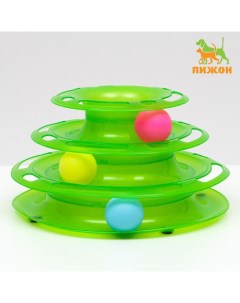 Игровой комплекс «» для кошек с 3 шариками, 24.5×24.5×13 см, зелёный Пижон