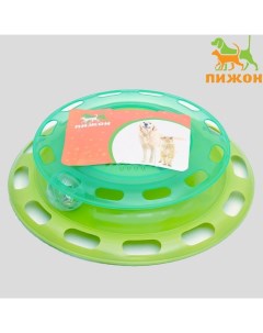 Игровой комплекс для кошек «» с отсеками для лакомств/кошачьей мяты и шариком, зелёный Пижон