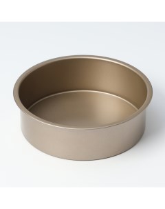 Форма для выпечки «Круг. Рэнди», 21,5×6,5 см, съёмное дно, антипригарное покрытие, цвет золотой Доляна