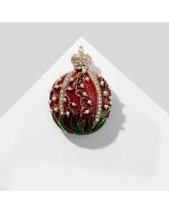 Брошь «Гранат» с короной, цвет чёрно-белый в золоте Qf