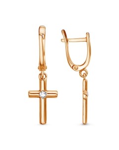 Серьги «Крестики» малые, розовое золочение, белые Красная пресня