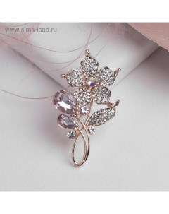 Брошь «Цветок» нежности, цвет розово-белый в золоте Qf