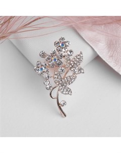 Брошь «Цветочная веточка», цвет белый в золоте Qf