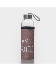 Бутылка для воды «Ротанг», 500 мл, h=22 см, в чехле, стекло, прозрачная Доляна