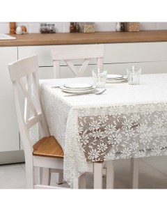 Скатерть на стол 140×180 см, ПВХ, белая Доляна
