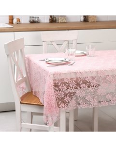 Скатерть на стол 140×180 см, ПВХ, розовая Доляна