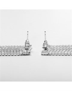 Серьги висячие со стразами «Водопад», 7.5 см, белые в серебре Qf