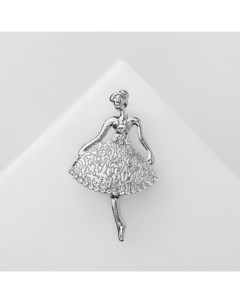 Брошь «Балерина» женственная, цвет белый в серебре Qf