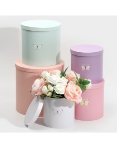 Набор круглых коробок 5 в 1, упаковка подарочная, «Бабочки», 23 х 23 х 25 ‒ 15 х 15 х 15 см Дарите счастье