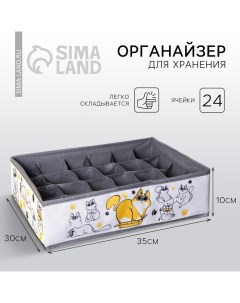 Органайзер для хранения белья, кофр 24 ячейки «Кошки», 35×30×10 см See you home