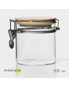 Банка для сыпучих «Эко», 500 мл, 10×10.3 см, с бугельным замком, стекло, прозрачная Bellatenero