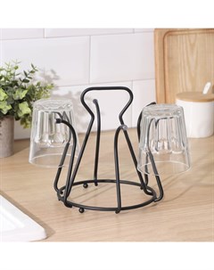 Подставка для стаканов, 20×20×18 см, чёрная Доляна