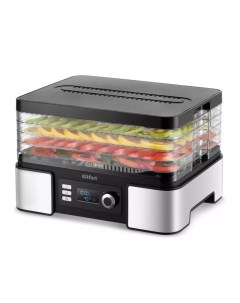 Сушилка для овощей и фруктов Kitfort КТ-1957, 450 Вт, 5 ярусов, таймер, серебристо-чёрная