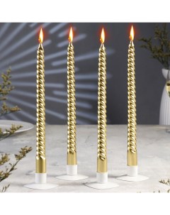 Набор свечей витых, 2.2×30 см, 4 шт., золотой металлик Богатство аромата