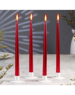 Набор свечей античных, 2.2×30 см, 4 шт., рубиновый металлик Богатство аромата