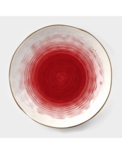 Тарелка глубокая «Космос», 550 мл, d=21.5 см, фарфор, белая, красная Доляна