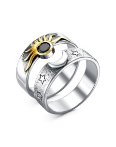 Кольцо «День-Ночь» посеребрение с выборочным золочением, 19 размер Красная пресня