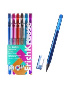 Набор ручек гелевых 6 цветов, G-Cube Stick Metallic, игольчатый узел 1.0 мм, металик, МИКС Erichkrause